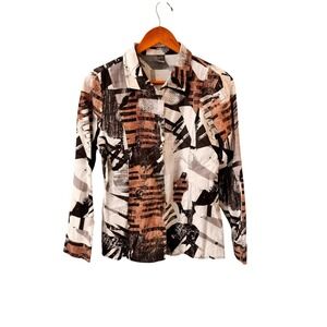 Dolcezza Abstract Button Up Shirt Womens Size S Multicolor Geometric Artsy